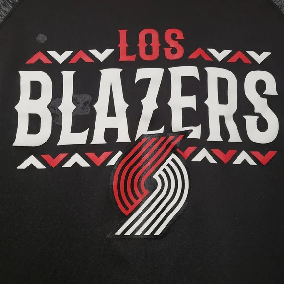 Portland Trailblazers LOS BLAZERS shooting Shirt SZ LG Fanatics NBA - Picture 8 of 8